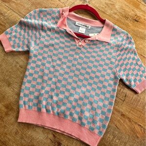 Cotton Emporium Pink and Blue Checkered Crop Top